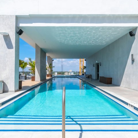Cool off in the communal pool on the eighth floor