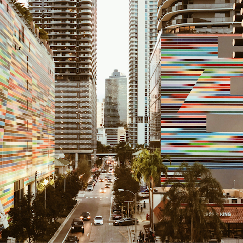Stay in Brickell, close to boutiques, bars, and the beach