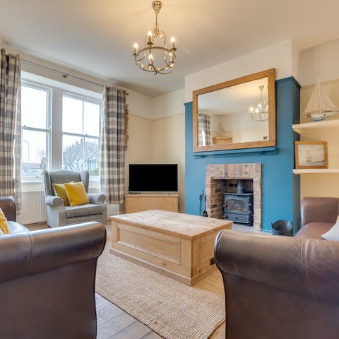 Toast your toes by the fire after wintry walks along the shore