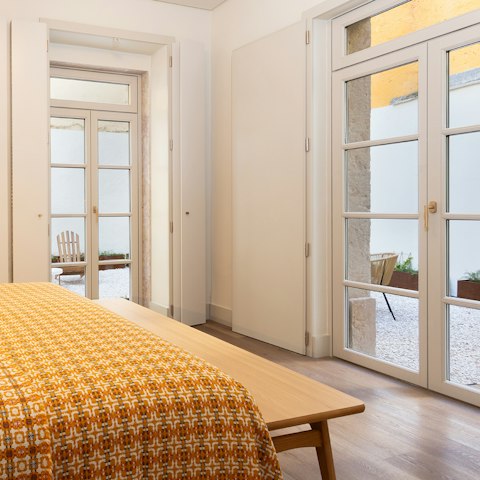 Wake up to the sun shining through large windows