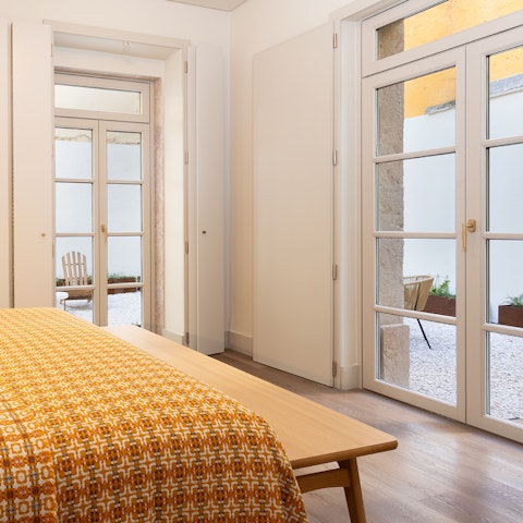 Wake up to the sun shining through large windows