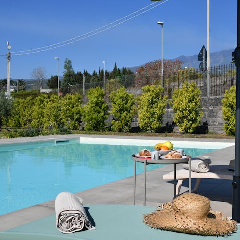 Slip into the private swimming pool to cool off