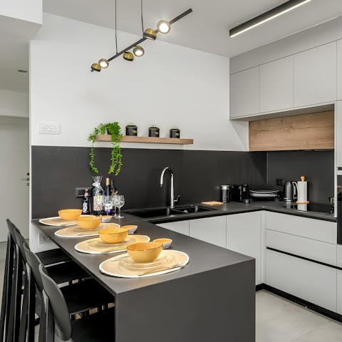 Whip up something tasty in the well-equipped kitchen
