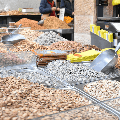 Visit Mahane Yehuda Market, eight-minutes away on foot