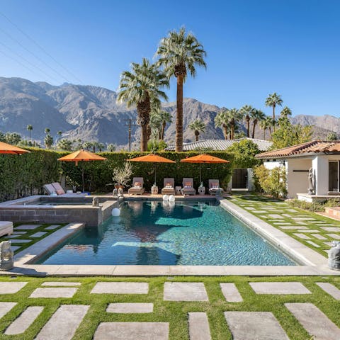 Take in the mountain views from the private pool