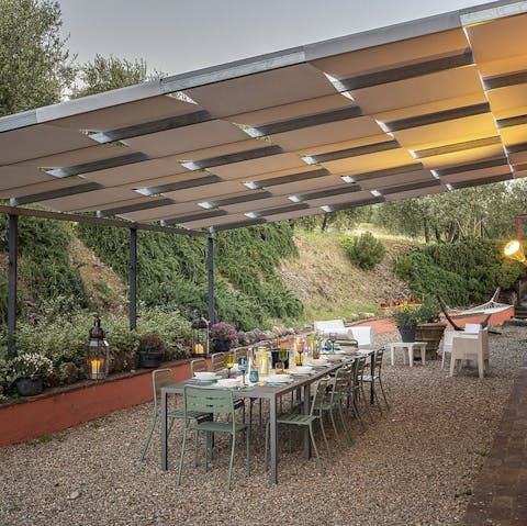 Dine alfresco in the shade of the terrace