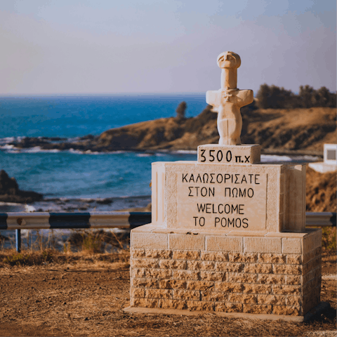 Stay in the quiet village of Pomos right on the coast