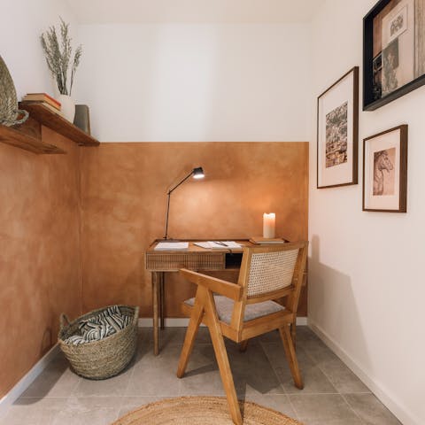 Get some work done remotely in the private desk area