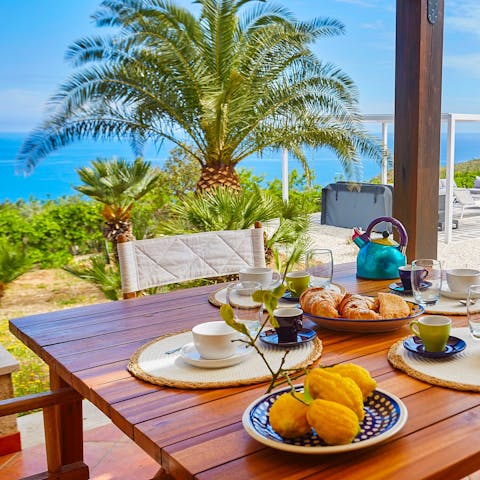 Start the day with an alfresco breakfast overlooking the sea
