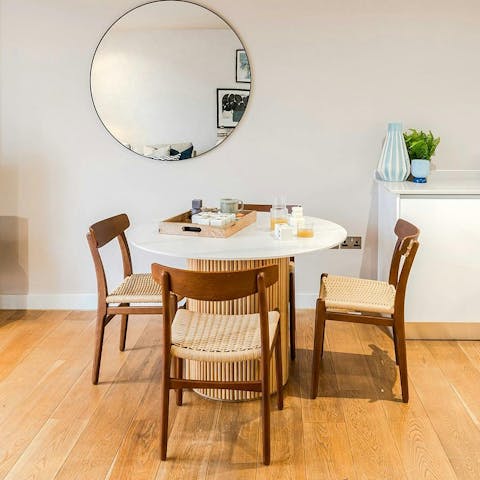 Use the dining table as a laptop-friendly space to work from home