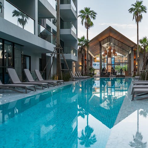 Go for a dip in the pool or sunbathe on the beds for a sun-kissed glow