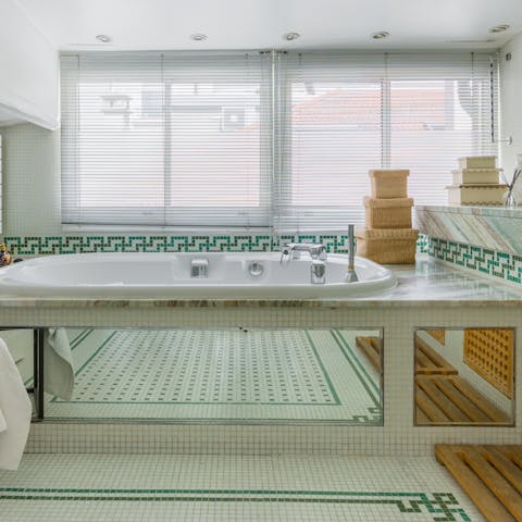 Spend an evening soaking in the luxurious bathtub