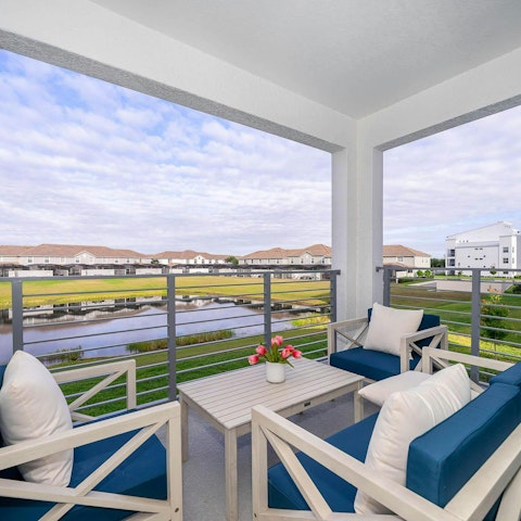 Watch the water from the private balcony