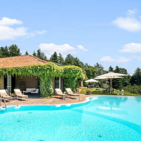 Go for a swim or lie up on a lounger by the free-form pool