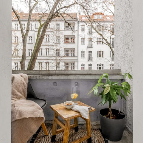 Sip your morning coffee on the private balcony