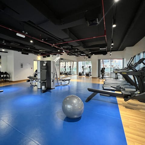 Maintain your weekly fitness routine at the on-site gym