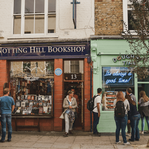 Stroll along Portobello Road, a ten-minute walk away