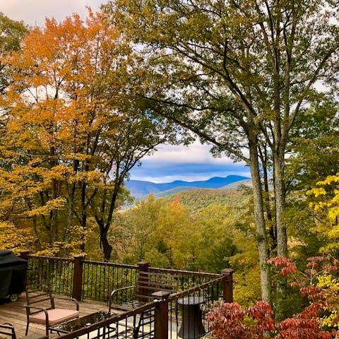 Watch the sun set behind the Catskill Mountains from your private deck