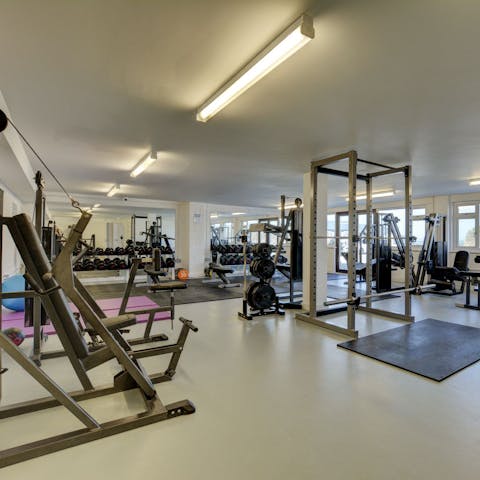Keep up with your workout routine in the on-site gym