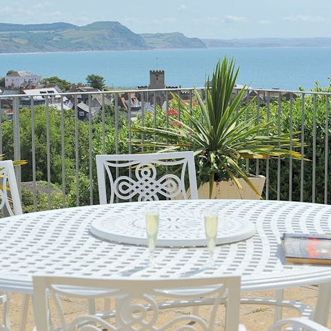 Take in the beautiful views over the sea from the private terrace