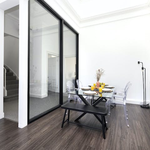 Sit down for breakfast in the stylish dining area