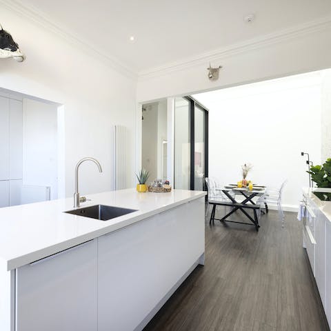 Rustle up a delicious meal in the sleek chef's kitchen