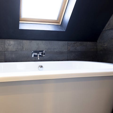 Treat yourself to an indulgent soak in the freestanding tub