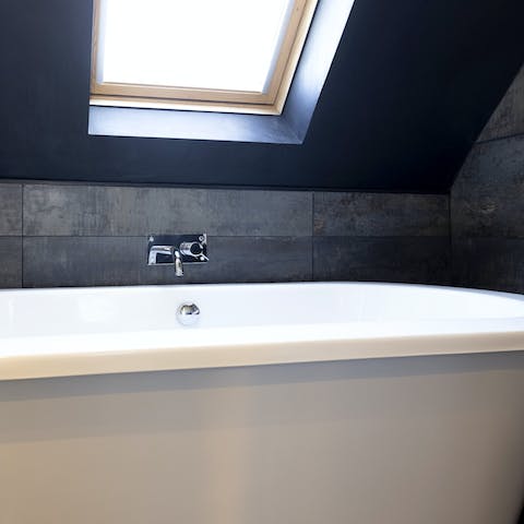 Treat yourself to an indulgent soak in the freestanding tub