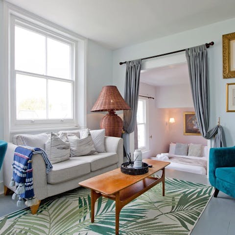 Relax with a good book in the light-filled living room