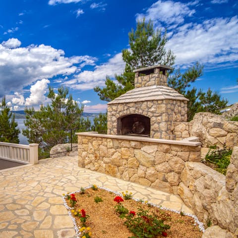 Pick up fresh produce from the nearby supermarket and grill up a feast on the stone brick barbecue