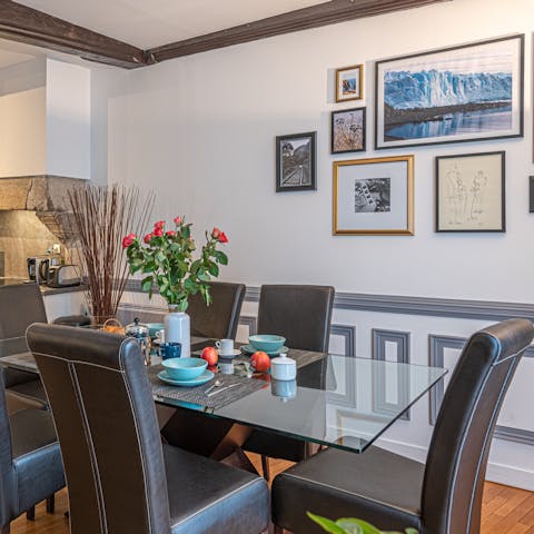 Treat yourself to a crêpe  or two at the glass dining table