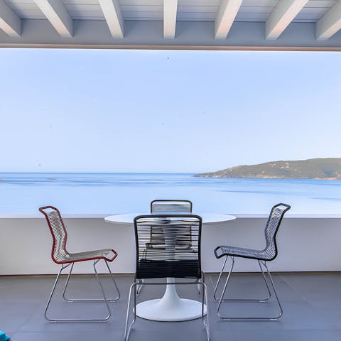 Share leisurely breakfasts on the upper terrace