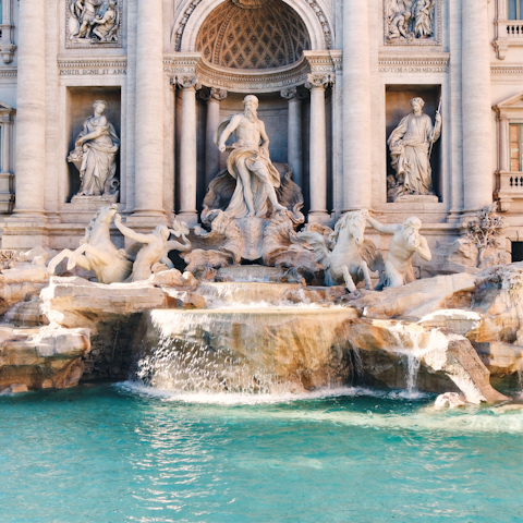 Start your sightseeing at the nearby Trevi Fountains