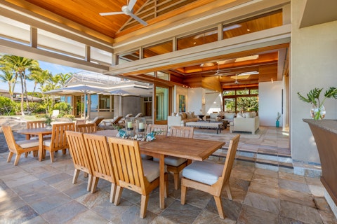 Gather for long evening barbecues under the shaded lanai