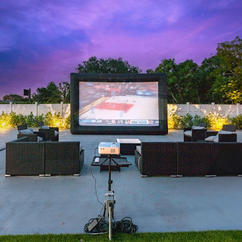 Screen your favourite films in the private outdoor cinema