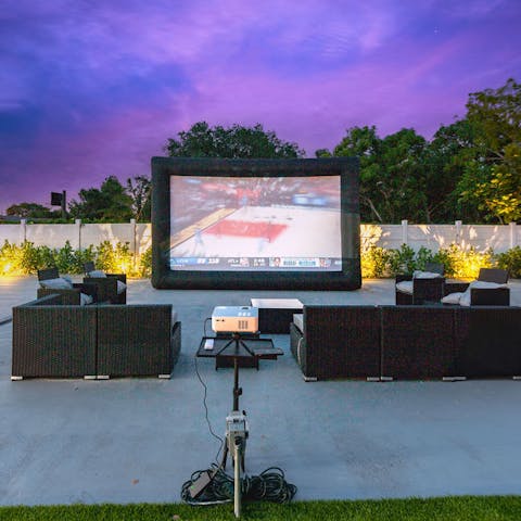 Screen your favourite films in the private outdoor cinema