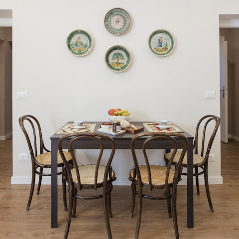 Tuck into a pasta feast at the dining table