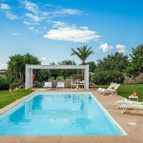 Make a splash in the private swimming pool