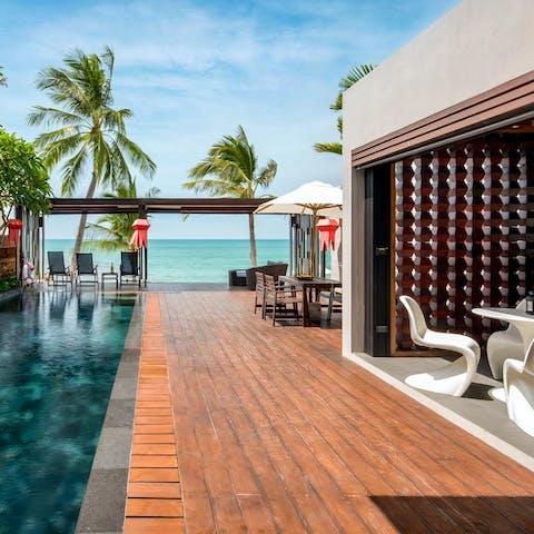 Wander out of your kitchen-diner and relax on this private deck before a quick splash