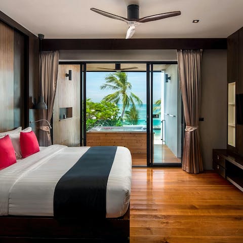 End a day of spa treatments and fine dining in your hot tub, watching the palm trees sway