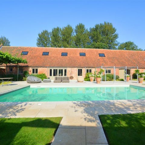 Take a dip in the pool after long walks in the country