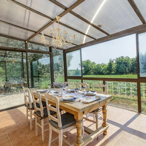 Dine in the sun-drenched solarium – it's a lovely spot for breakfast