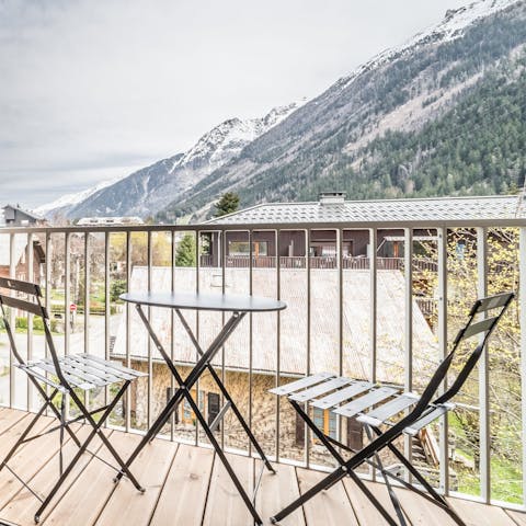Enjoy morning coffee or evening cocktails on the balcony