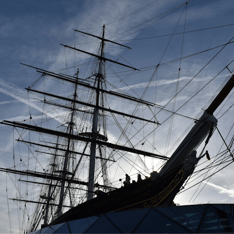 Watch history come to life at Cutty Sark, twenty-minute walk away