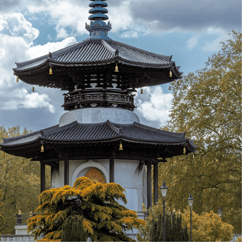 Wander the tranquil setting of Battersea park, just a three minute walk away
