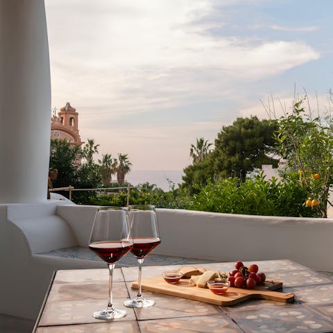 Watch the sunset on the private terrace
