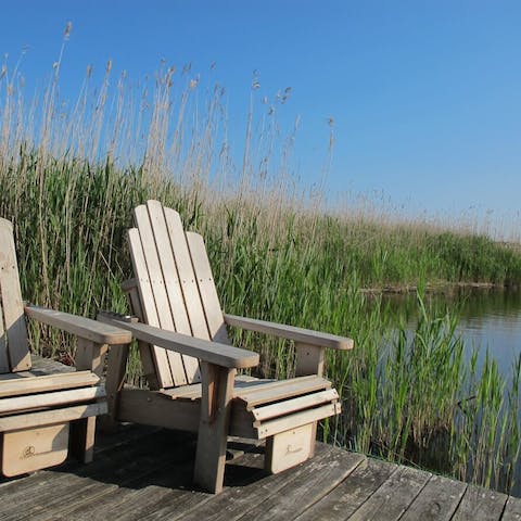 Relax on your private dock overlooking the water