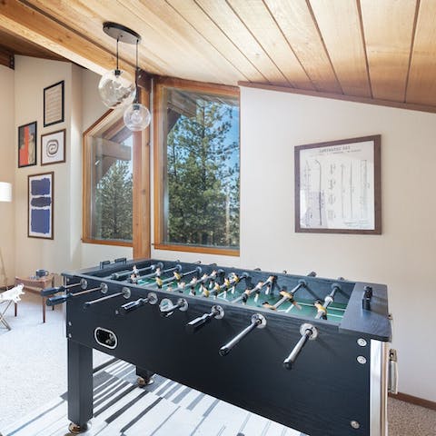 Play a few rounds of table football on the landing