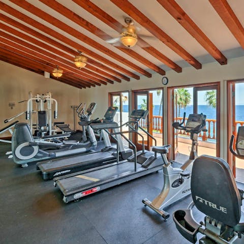 Keep up with your workout routine in the communal gym
