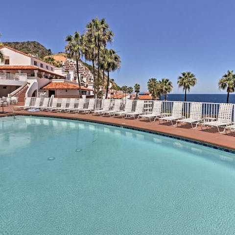 Spend lazy days lounging by the shared pool